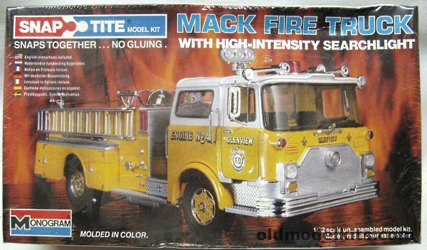 Monogram 1/32 Mack Fire Truck - with High Intensity Search Light - Glenview Fire Departmen, 1214 plastic model kit